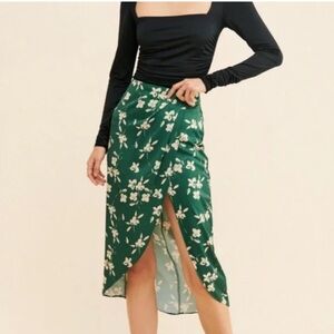 Urban Outfitters Green Wrap Midi Skirt Asymmetrical Slit
